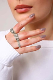 Heliophilia Silver Anillo de Zirconio en Bronce Plateado Ajustable
